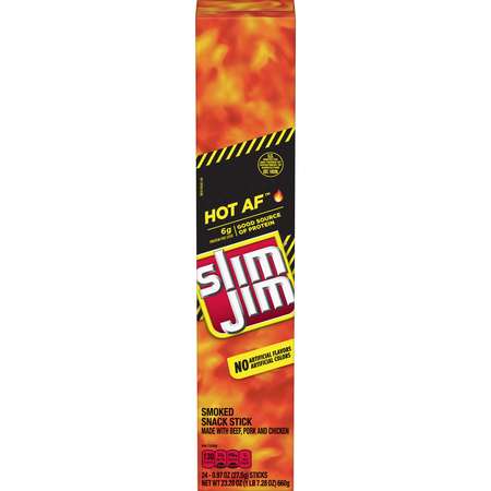 SLIM JIM Giant Smoked Meat Snack Stick Hot AF Flavor 0.97- oz. Stick, PK144 2620000128